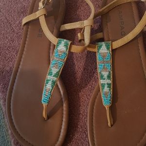 Unique Beaded, flat, sandals